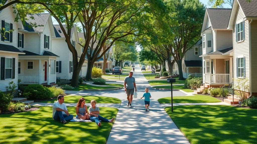 Peaceful New Jersey neighborhood with home security signage representing home security in New Jersey