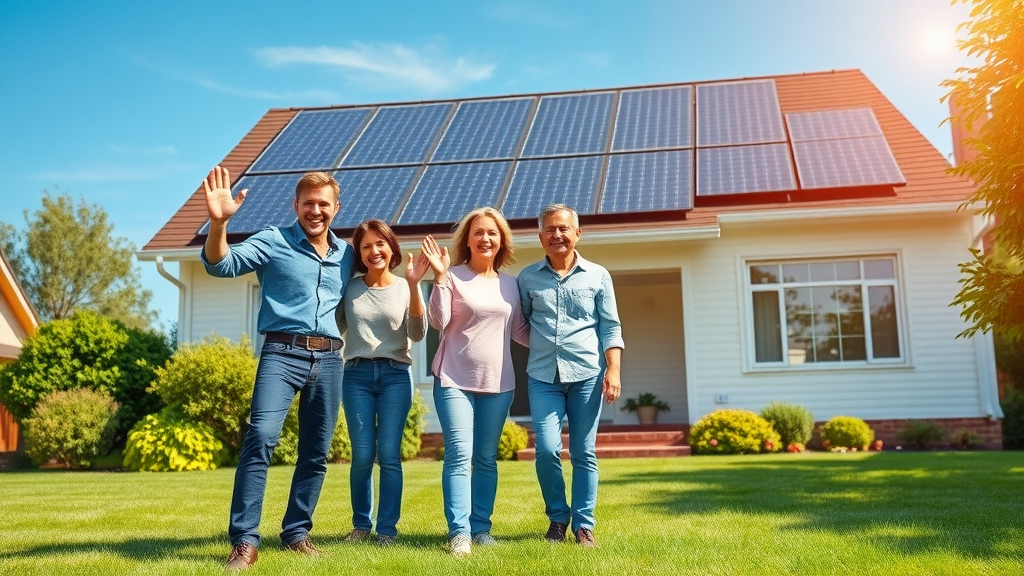 Happy New Jersey family with new solar panels installed by solar installer