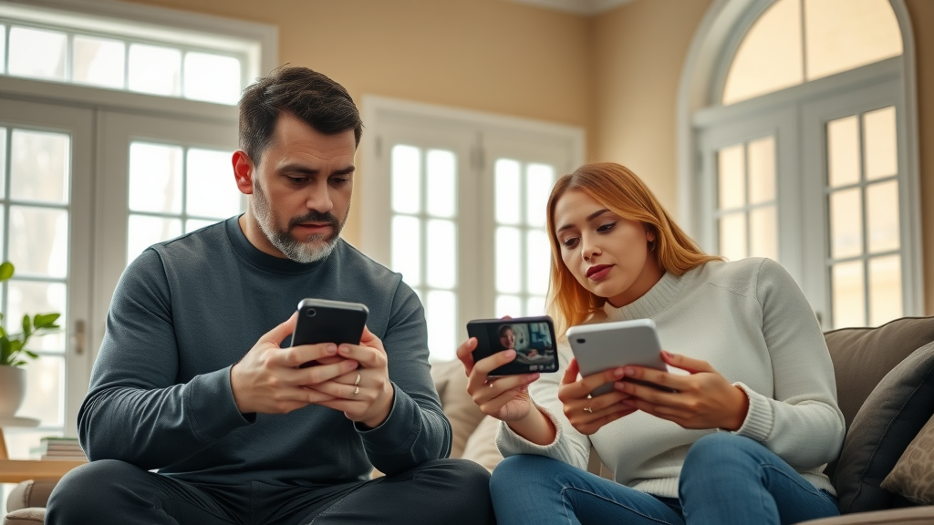 Vigilant family in suburban New Jersey home reviewing security footage for home security in New Jersey