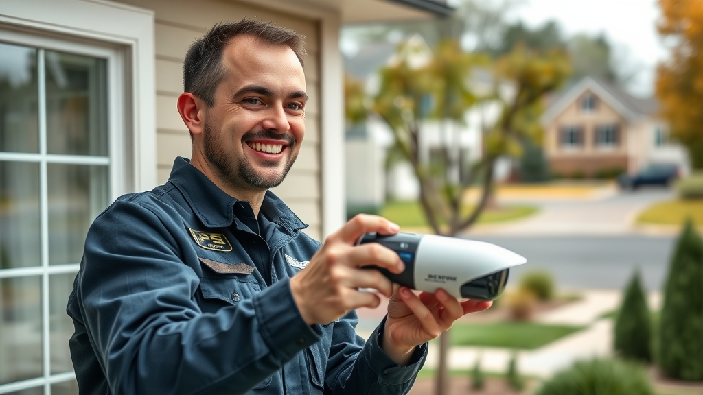 security technician installing smart home security camera in New Jersey, home security system benefits