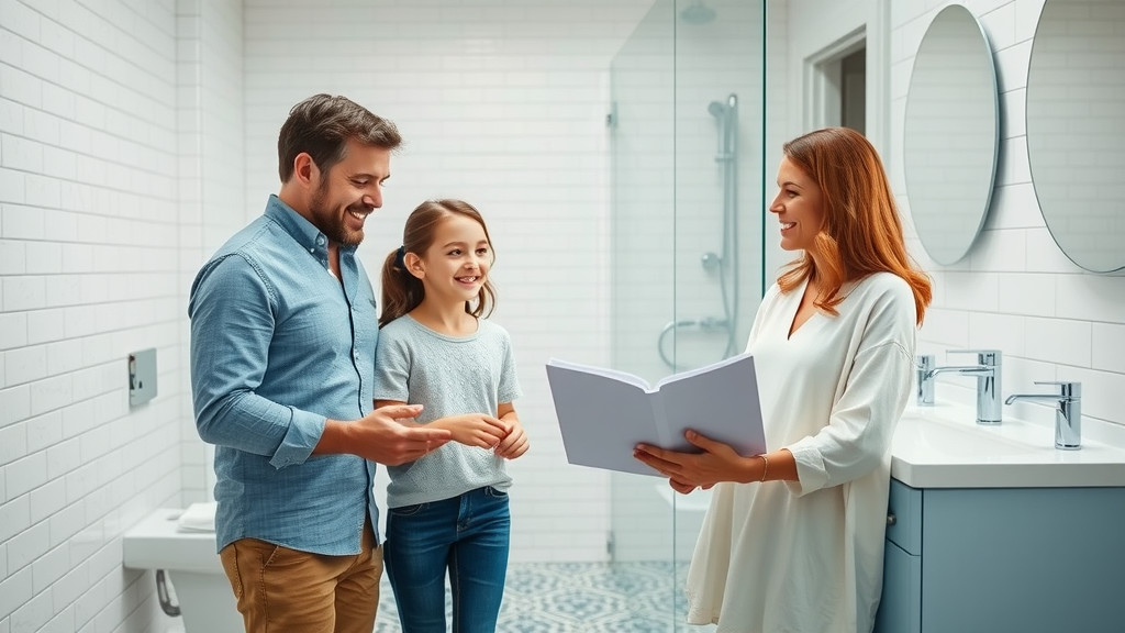 family thrilled with modern bathroom remodeling trends in New Jersey