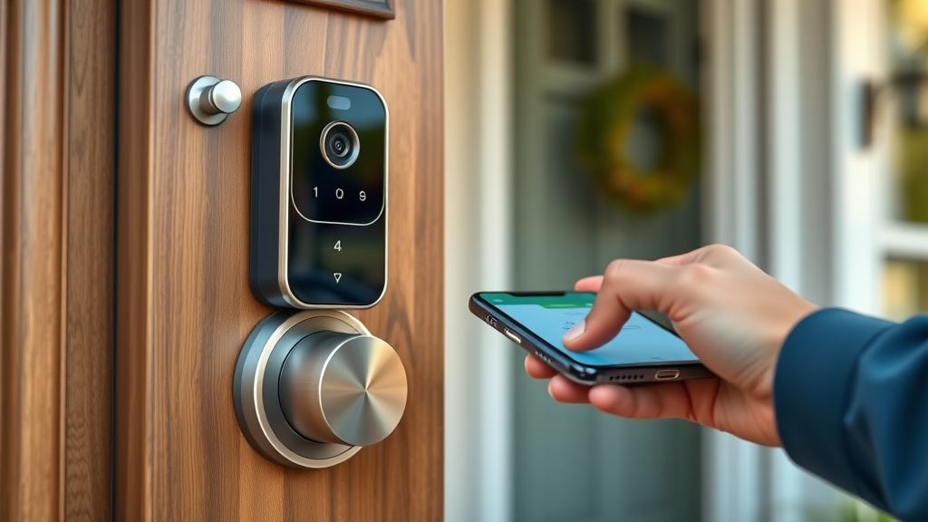 smart lock, security camera, and sensor in use on a New Jersey home, key benefits of smart home security