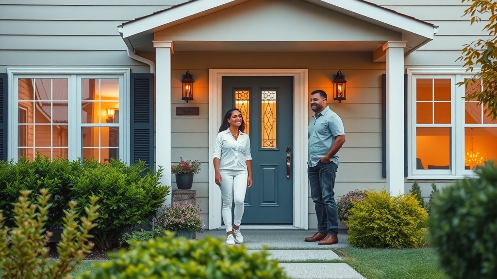 modern suburban NJ home with smart home security systems, visible cameras, secure and inviting