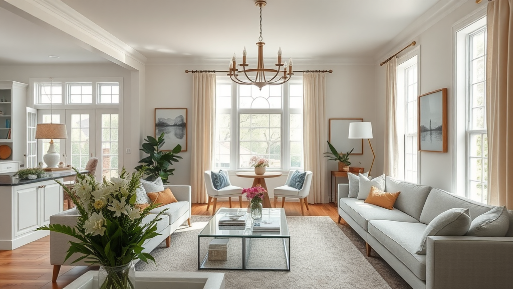 Vibrant modern living room staged by an NJ home stager with elegant furniture and inviting ambiance
