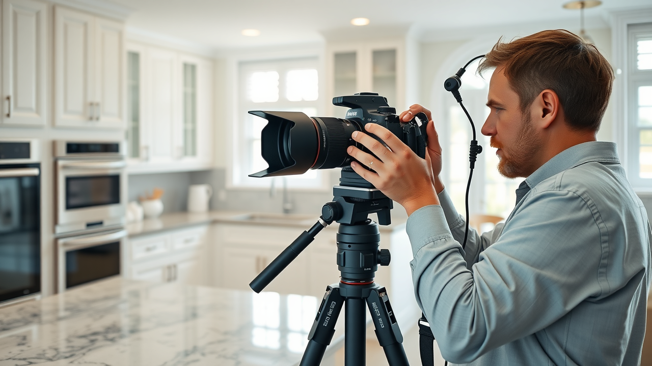 skilled real estate photographer photographing elegant New Jersey kitchen, selling homes faster NJ