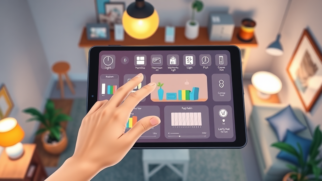 tablet dashboard controlling thermostat, lights, and smart plugs in NJ smart home