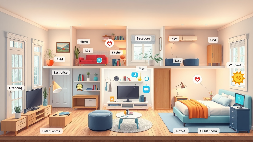 NJ home cross-section showing tailored smart home automation solutions in multiple rooms